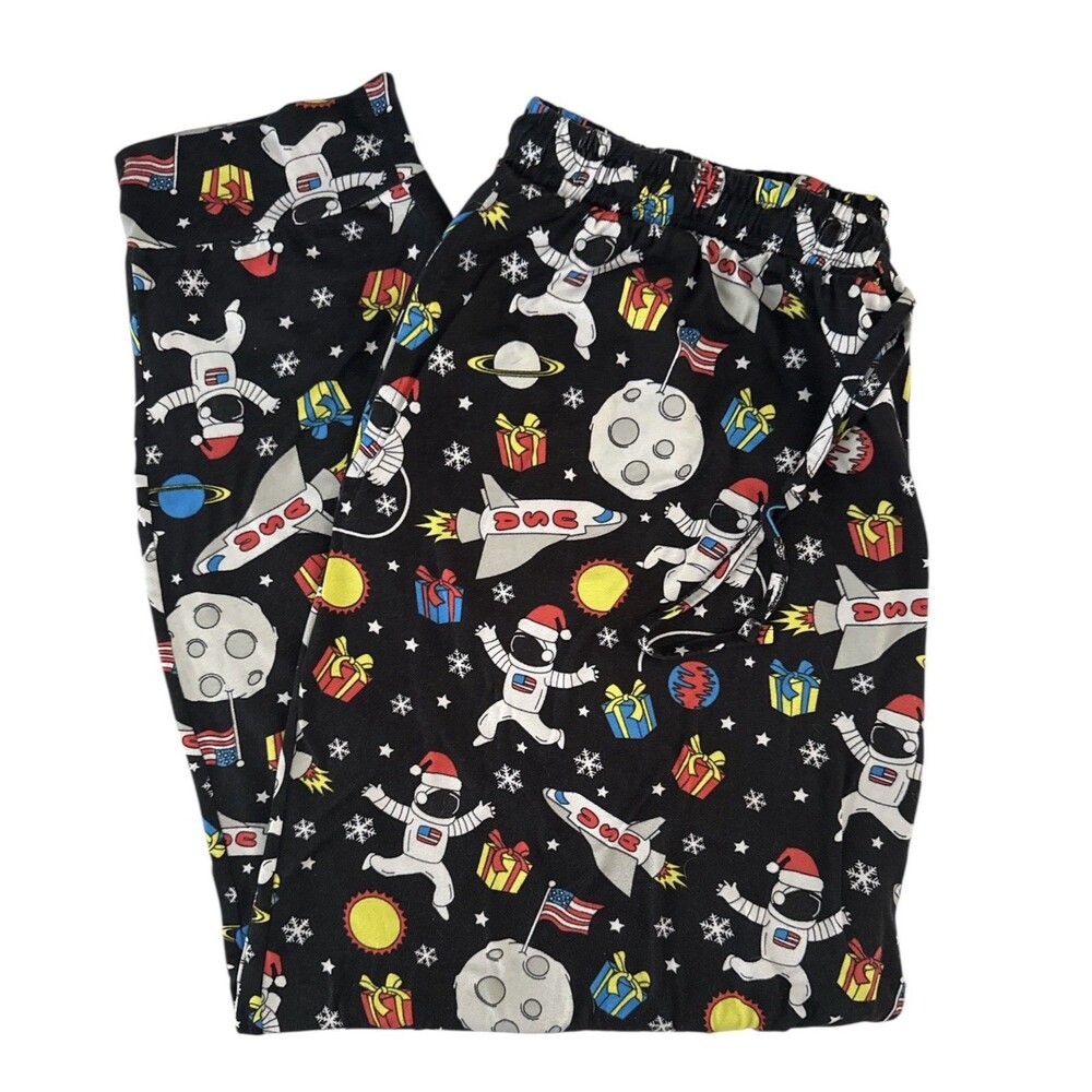 Main And Local Mens Lounge Pants Santa Astronaut Christmas Holiday  , Size XL